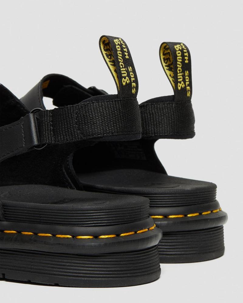 Men's Dr Martens Soloman Men's Leather Strap Sandals Black | AU 641CTV